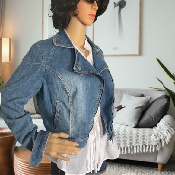 Asymmetrical Cropped Jean Jacket MNG by Mango - Picture 1 of 14